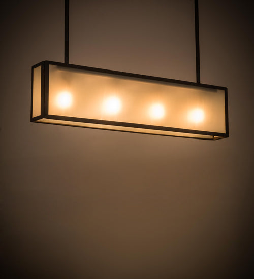 Meyda Lighting Affinity 40" 4-Light Timeless Bronze Island Pendant Light With Frosted Clear Shade Glass