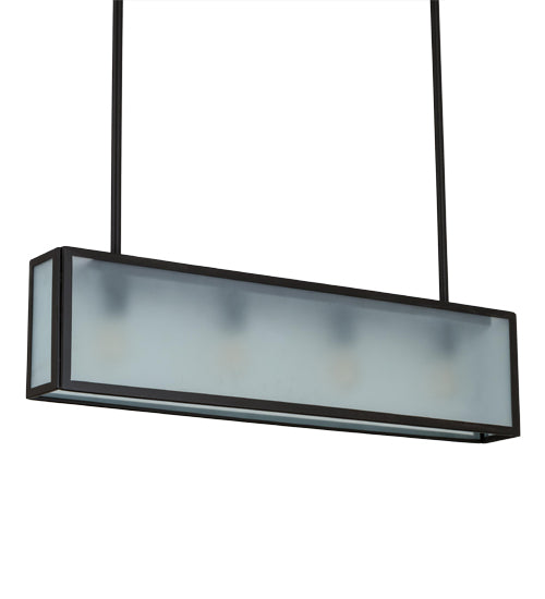 Meyda Lighting Affinity 40" 4-Light Timeless Bronze Island Pendant Light With Frosted Clear Shade Glass