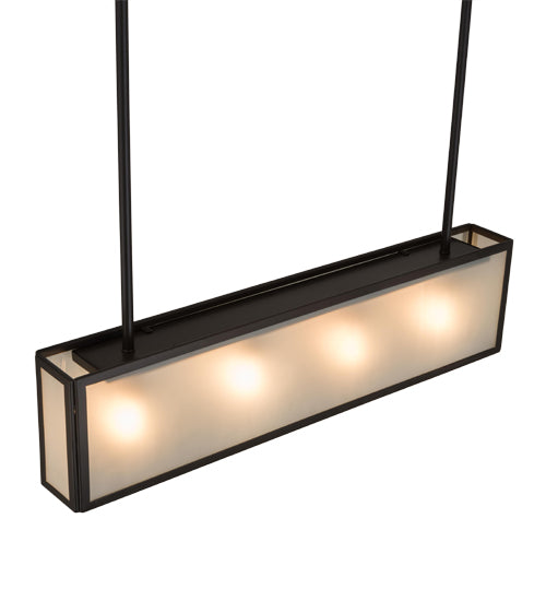 Meyda Lighting Affinity 40" 4-Light Timeless Bronze Island Pendant Light With Frosted Clear Shade Glass