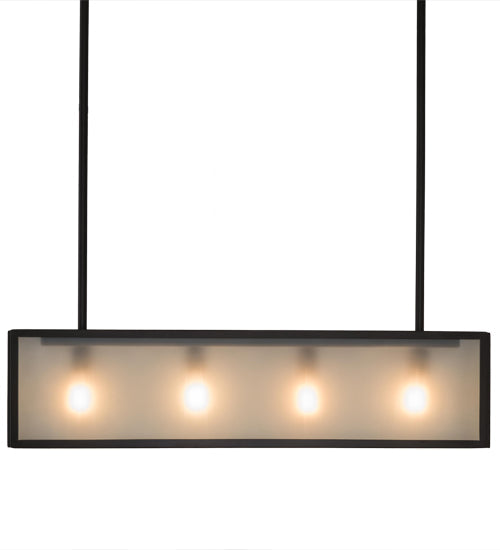 Meyda Lighting Affinity 40" 4-Light Timeless Bronze Island Pendant Light With Frosted Clear Shade Glass