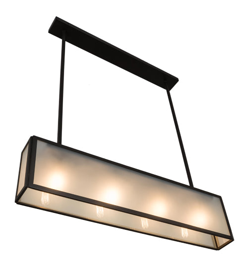 Meyda Lighting Affinity 40" 4-Light Timeless Bronze Island Pendant Light With Frosted Clear Shade Glass