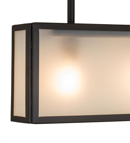 Meyda Lighting Affinity 40" 4-Light Timeless Bronze Island Pendant Light With Frosted Clear Shade Glass