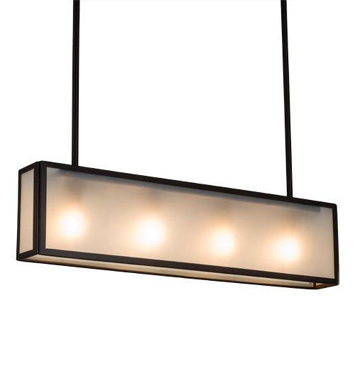 Meyda Lighting Affinity 40" 4-Light Timeless Bronze Island Pendant Light With Frosted Clear Shade Glass