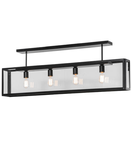 Meyda Lighting Affinity 47" 4-Light Solar Black Semi-flush Mount Ceiling Light With Clear Shade Glass