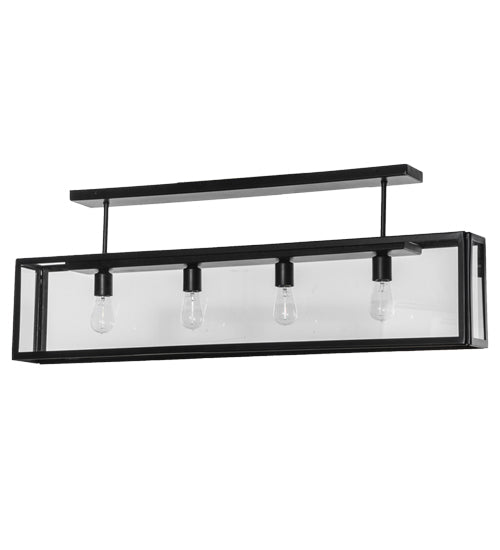 Meyda Lighting Affinity 47" 4-Light Solar Black Semi-flush Mount Ceiling Light With Clear Shade Glass
