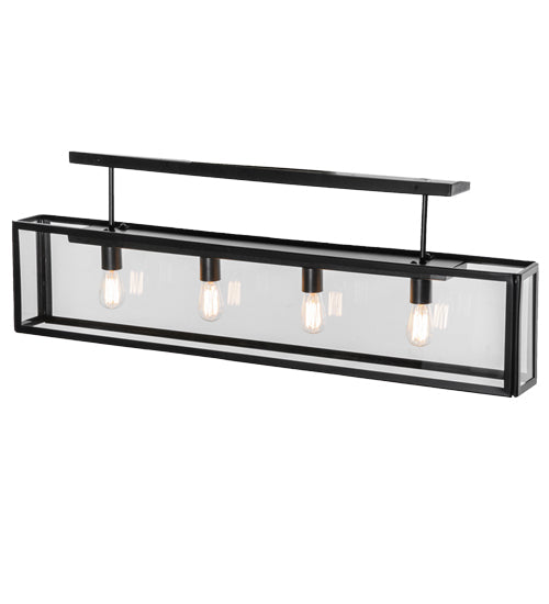 Meyda Lighting Affinity 47" 4-Light Solar Black Semi-flush Mount Ceiling Light With Clear Shade Glass