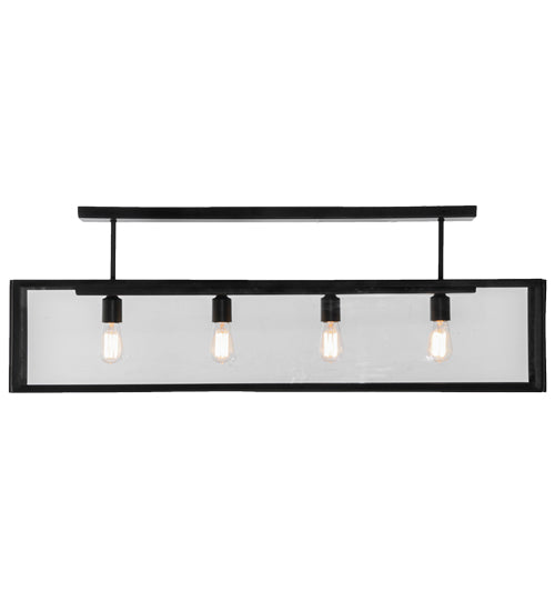 Meyda Lighting Affinity 47" 4-Light Solar Black Semi-flush Mount Ceiling Light With Clear Shade Glass