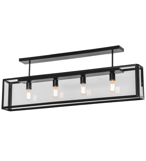 Meyda Lighting Affinity 47" 4-Light Solar Black Semi-flush Mount Ceiling Light With Clear Shade Glass