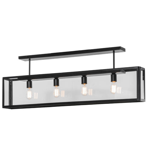 Meyda Lighting Affinity 47" 4-Light Solar Black Semi-flush Mount Ceiling Light With Clear Shade Glass