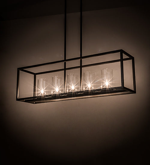 Meyda Lighting Affinity 48" 5-Light Timeless Bronze Island Pendant Light With Clear Shade Glass