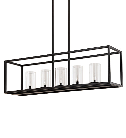Meyda Lighting Affinity 48" 5-Light Timeless Bronze Island Pendant Light With Clear Shade Glass
