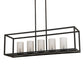 Meyda Lighting Affinity 48" 5-Light Timeless Bronze Island Pendant Light With Frosted Clear Shade Glass