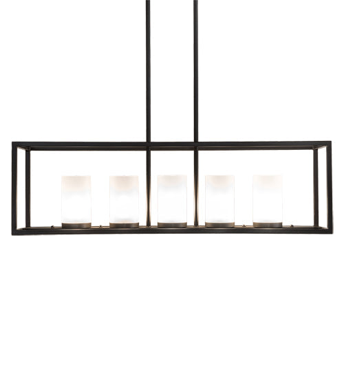 Meyda Lighting Affinity 48" 5-Light Timeless Bronze Island Pendant Light With Frosted Clear Shade Glass