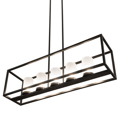 Meyda Lighting Affinity 48" 5-Light Timeless Bronze Island Pendant Light With Frosted Clear Shade Glass