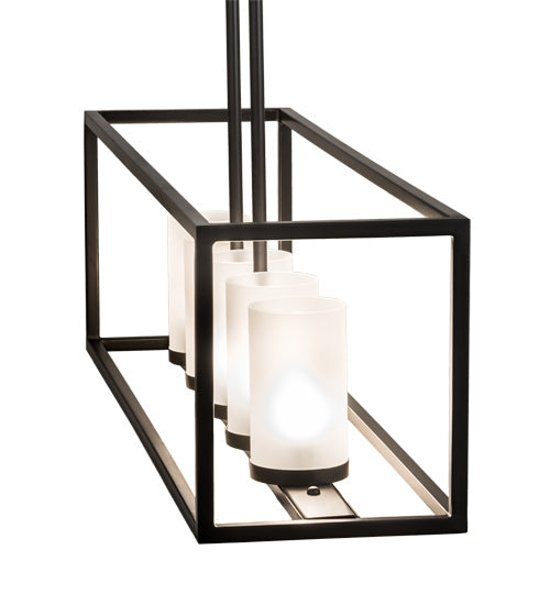 Meyda Lighting Affinity 48" 5-Light Timeless Bronze Island Pendant Light With Frosted Clear Shade Glass