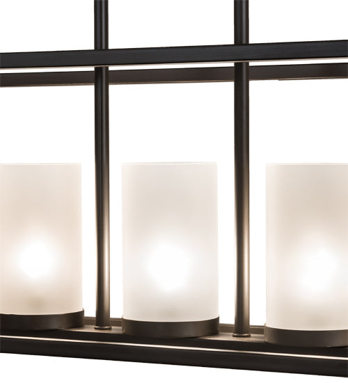 Meyda Lighting Affinity 48" 5-Light Timeless Bronze Island Pendant Light With Frosted Clear Shade Glass