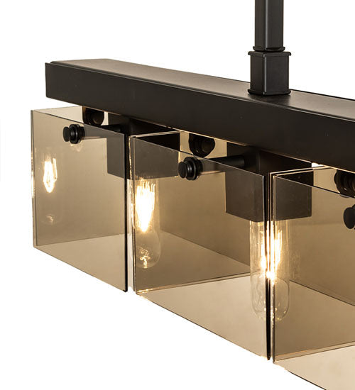 Meyda Lighting Affinity 59" 6-Light Bronze Southland Island Pendant Light With Clear Solar Black Shade Glass