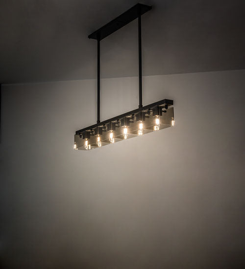 Meyda Lighting Affinity 59" 6-Light Bronze Southland Island Pendant Light With Clear Solar Black Shade Glass