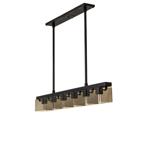 Meyda Lighting Affinity 59" 6-Light Bronze Southland Island Pendant Light With Clear Solar Black Shade Glass