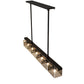 Meyda Lighting Affinity 59" 6-Light Bronze Southland Island Pendant Light With Clear Solar Black Shade Glass