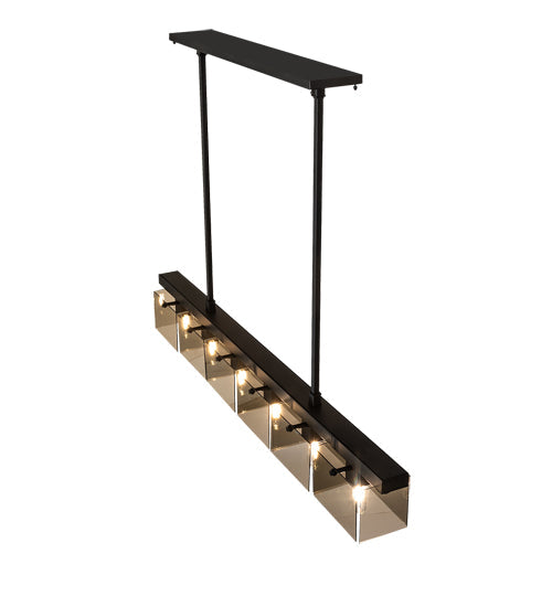 Meyda Lighting Affinity 59" 6-Light Bronze Southland Island Pendant Light With Clear Solar Black Shade Glass