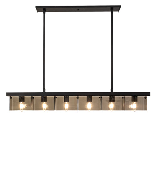 Meyda Lighting Affinity 59" 6-Light Bronze Southland Island Pendant Light With Clear Solar Black Shade Glass