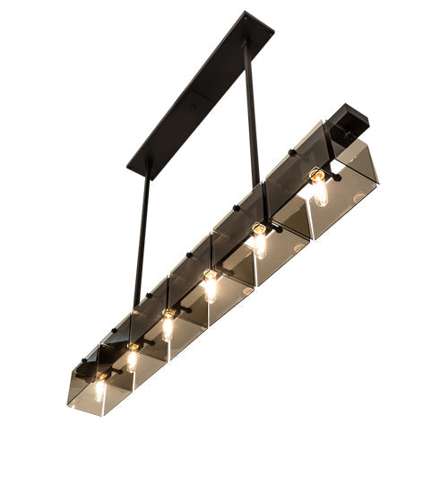 Meyda Lighting Affinity 59" 6-Light Bronze Southland Island Pendant Light With Clear Solar Black Shade Glass