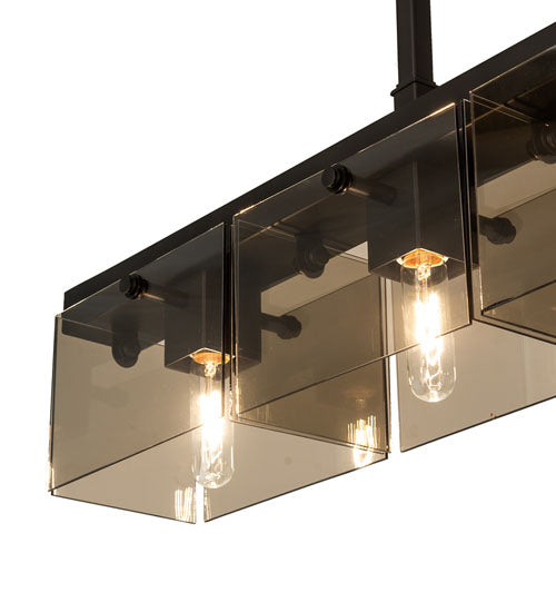 Meyda Lighting Affinity 59" 6-Light Bronze Southland Island Pendant Light With Clear Solar Black Shade Glass