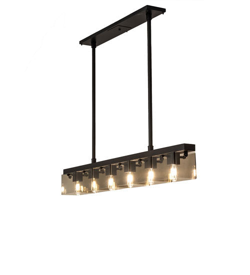 Meyda Lighting Affinity 59" 6-Light Bronze Southland Island Pendant Light With Clear Solar Black Shade Glass