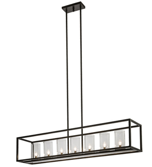 Meyda Lighting Affinity 60" 7-Light Timeless Bronze Island Pendant Light With Clear Shade Glass