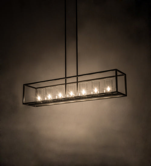Meyda Lighting Affinity 60" 7-Light Timeless Bronze Island Pendant Light With Clear Shade Glass