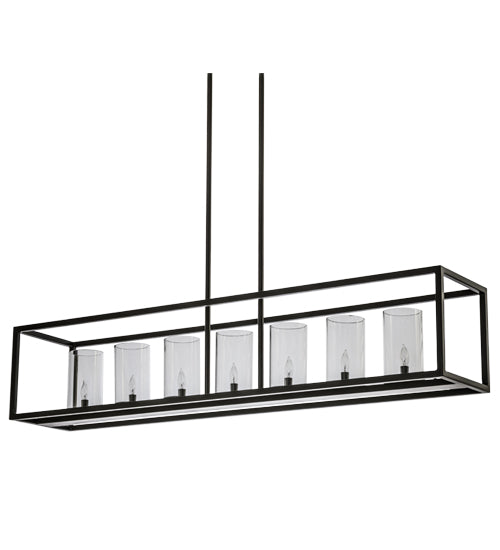 Meyda Lighting Affinity 60" 7-Light Timeless Bronze Island Pendant Light With Clear Shade Glass