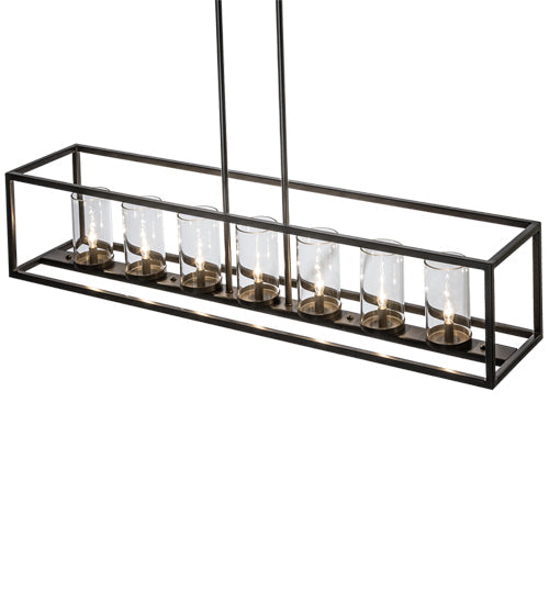 Meyda Lighting Affinity 60" 7-Light Timeless Bronze Island Pendant Light With Clear Shade Glass