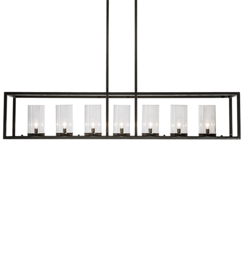 Meyda Lighting Affinity 60" 7-Light Timeless Bronze Island Pendant Light With Clear Shade Glass