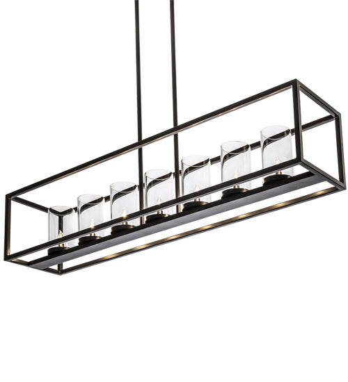 Meyda Lighting Affinity 60" 7-Light Timeless Bronze Island Pendant Light With Clear Shade Glass