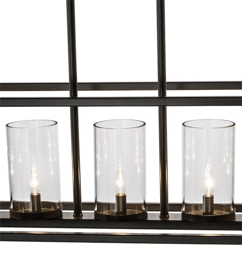 Meyda Lighting Affinity 60" 7-Light Timeless Bronze Island Pendant Light With Clear Shade Glass