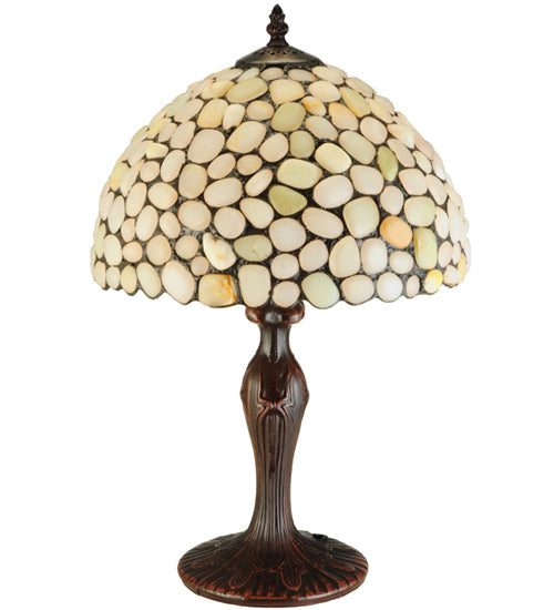 Meyda Lighting Agata 19" Mahogany Bronze Table Lamp With Opal Earthtones Shade Glass