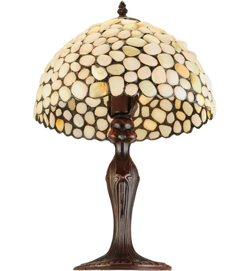 Meyda Lighting Agata 19" Mahogany Bronze Table Lamp With Opal Earthtones Shade Glass