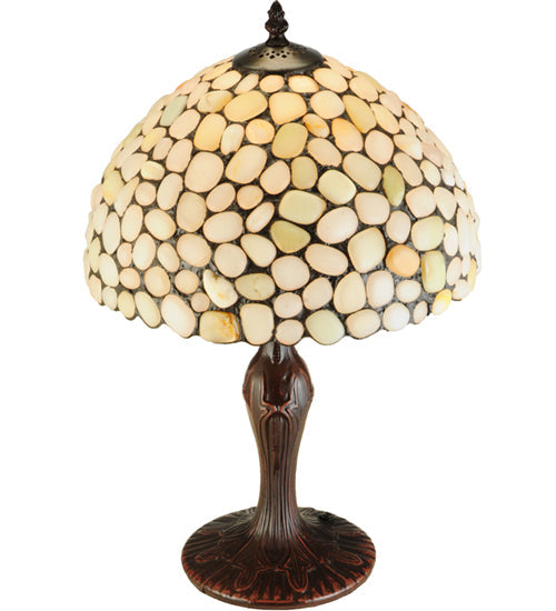 Meyda Lighting Agata 19" Mahogany Bronze Table Lamp With Opal Earthtones Shade Glass