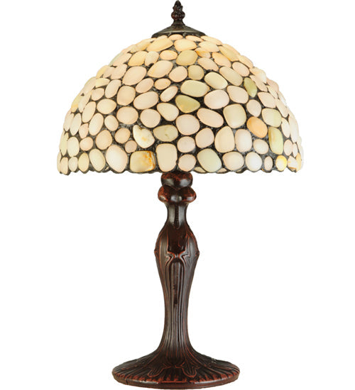 Meyda Lighting Agata 19" Mahogany Bronze Table Lamp With Opal Earthtones Shade Glass