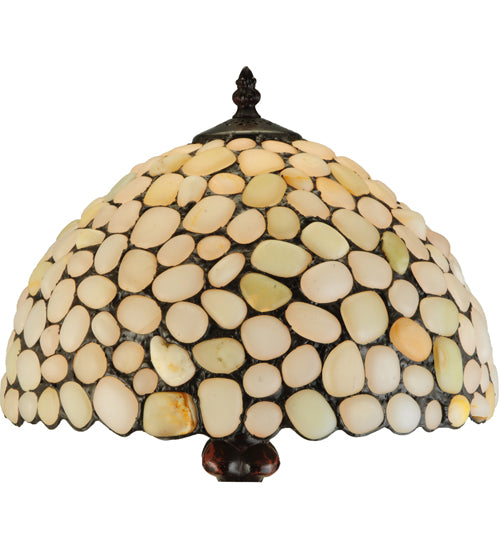 Meyda Lighting Agata 19" Mahogany Bronze Table Lamp With Opal Earthtones Shade Glass