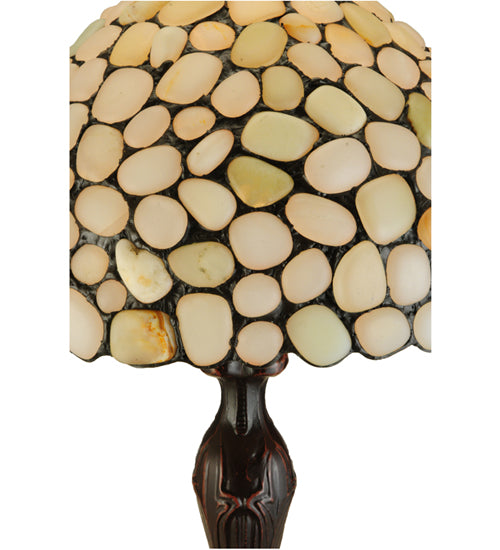 Meyda Lighting Agata 19" Mahogany Bronze Table Lamp With Opal Earthtones Shade Glass