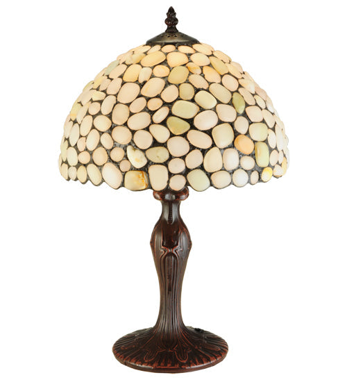 Meyda Lighting Agata 19" Mahogany Bronze Table Lamp With Opal Earthtones Shade Glass