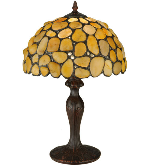 Meyda Lighting Agata 20" Mahogany Bronze Table Lamp With Yellow Earthtones Shade Glass