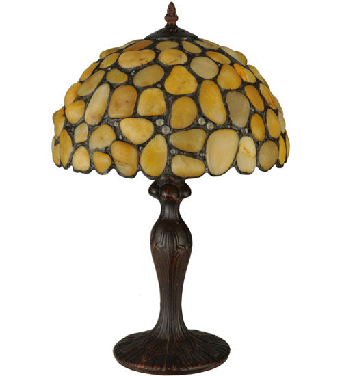Meyda Lighting Agata 20" Mahogany Bronze Table Lamp With Yellow Earthtones Shade Glass