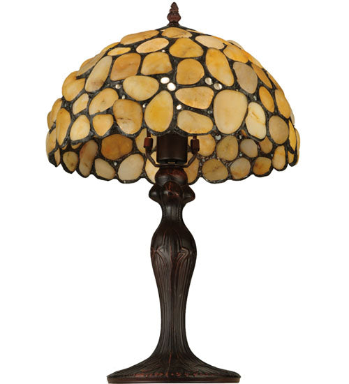 Meyda Lighting Agata 20" Mahogany Bronze Table Lamp With Yellow Earthtones Shade Glass