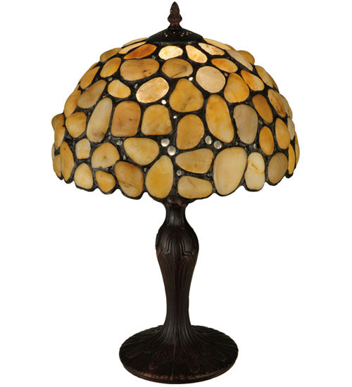 Meyda Lighting Agata 20" Mahogany Bronze Table Lamp With Yellow Earthtones Shade Glass