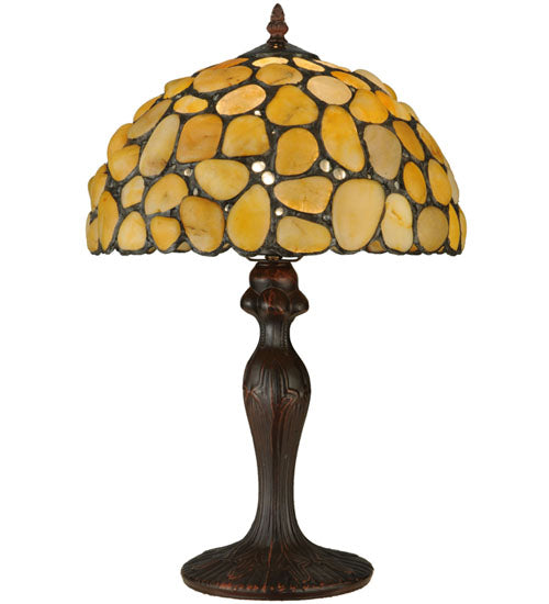 Meyda Lighting Agata 20" Mahogany Bronze Table Lamp With Yellow Earthtones Shade Glass