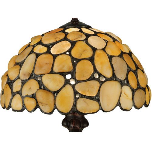 Meyda Lighting Agata 20" Mahogany Bronze Table Lamp With Yellow Earthtones Shade Glass