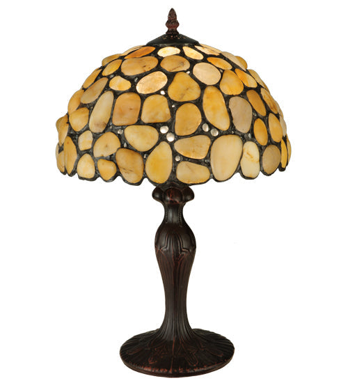 Meyda Lighting Agata 20" Mahogany Bronze Table Lamp With Yellow Earthtones Shade Glass